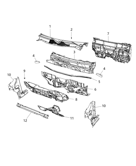 2016 Jeep Compass Panel-COWL Side Diagram for 5074998AE