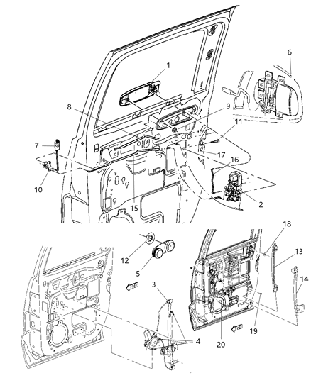 2010 Dodge Dakota Rear Door Latch Diagram for 55112604AB