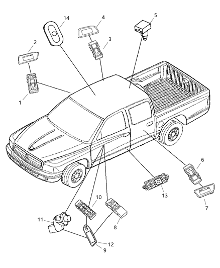 2006 Dodge Dakota Switch-Power Window Diagram for 4602345AF