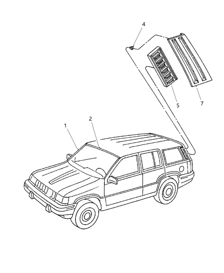 1998 Jeep Grand Cherokee Molding-Windshield Reveal Diagram for 55030364