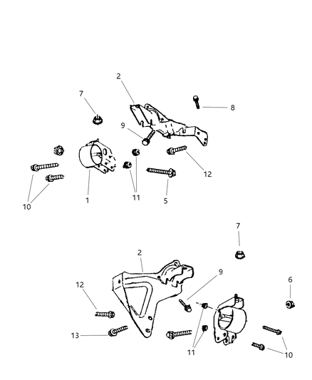 2000 Dodge Dakota INSULATOR-Engine Mount Diagram for 52022032AB