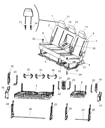 2008 Dodge Ram 2500 Rear Seat - Split Seat Diagram 5