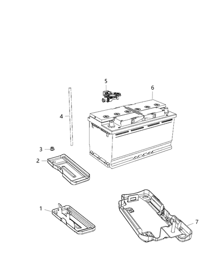 2020 Jeep Grand Cherokee Bracket-Battery Hold Down Diagram for 68336485AA