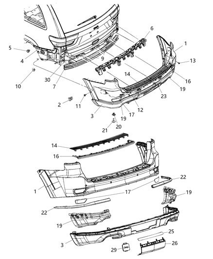 2021 Jeep Grand Cherokee Fascia-Rear Lower Diagram for 1WD29JWDAC