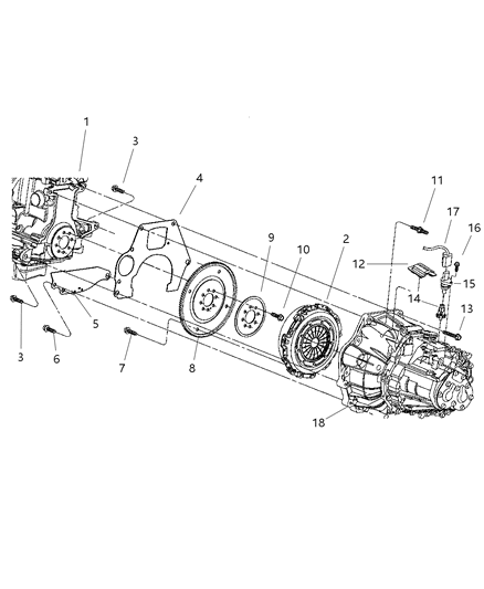 2005 Dodge Stratus Transaxle Assembly & Mounting Diagram