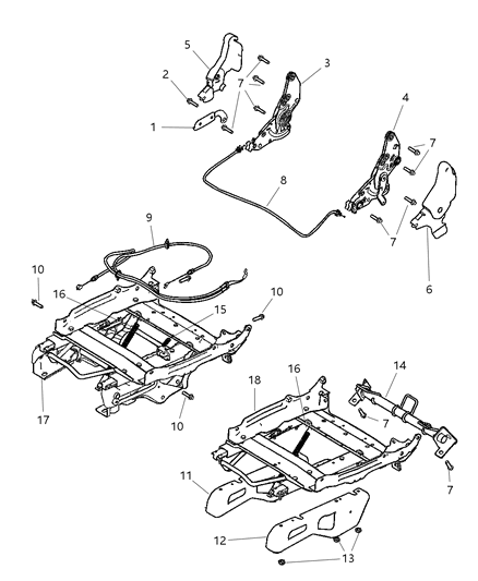 2003 Jeep Wrangler Spring-Seat Release Lever Diagram for 5093680AA