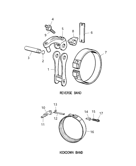 1997 Dodge Ram 1500 Bands, Reverse & Kickdown With Linkage Diagram