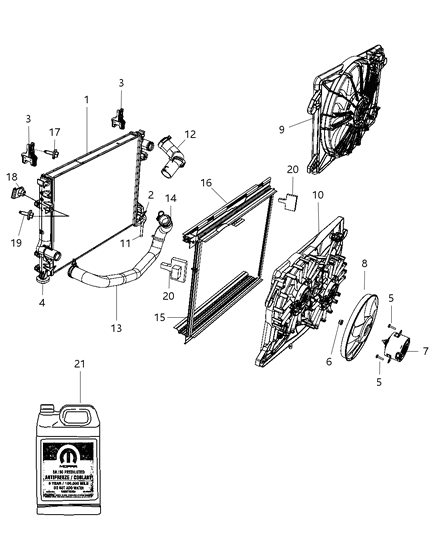 2011 Dodge Challenger Radiator & Related Parts Diagram