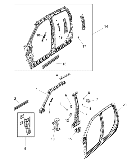 2016 Ram 1500 Bracket-A-Pillar Diagram for 68262527AA