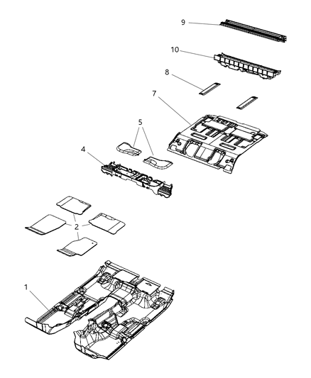 2010 Jeep Commander Mat Kit-Floor Diagram for 1NX891DVAA