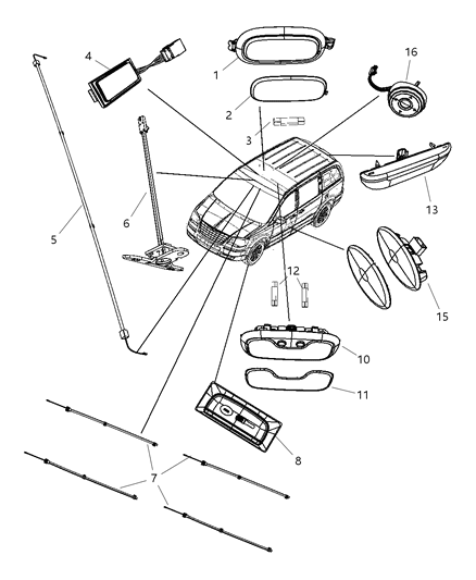 2008 Chrysler Town & Country Lamp-Courtesy Diagram for 1ET06XT1AB