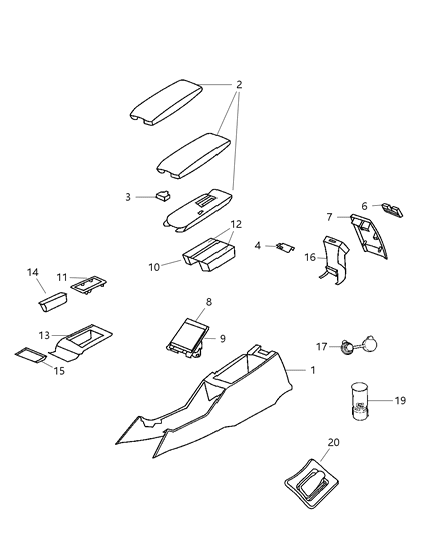 2007 Dodge Magnum Bezel-Console SHIFTER Diagram for 1EW661AAAA