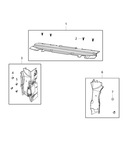 2020 Jeep Wrangler Radiator Seals, Shields, & Baffles Diagram