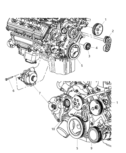 2008 Jeep Grand Cherokee Pulley & Related Parts Diagram 3