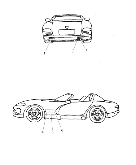 2000 Dodge Viper Decal-Hood Diagram for SZ22CA1AA