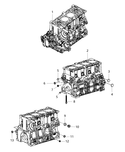 2007 Jeep Wrangler Cylinder Block & Hardware Diagram 1
