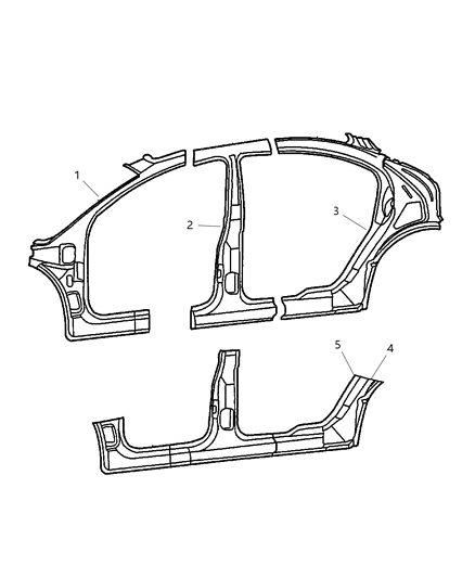 2003 Dodge Intrepid Panel-Body Side Aperture Center Diagram for 5016894AF
