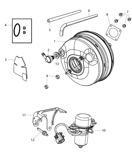 2011 Dodge Grand Caravan Booster & Pump, Vacuum Power Brake Diagram