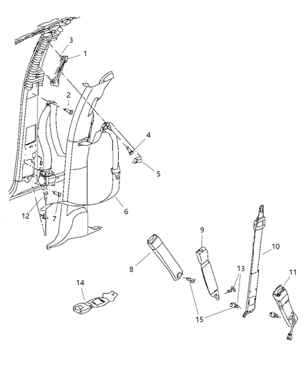 2008 Dodge Ram 3500 Cab Chassis Seat Belts Front Diagram 1