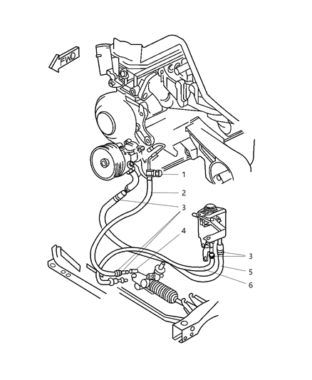 2000 Dodge Dakota Power Steering Hoses Diagram 1