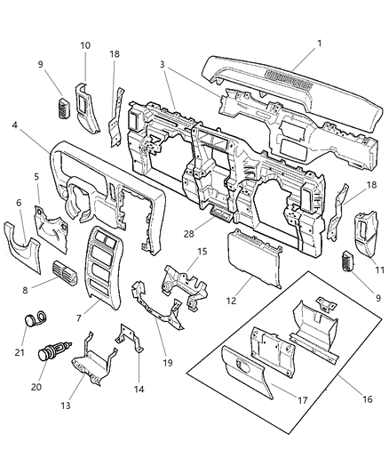 2001 Jeep Cherokee ASHTRAY-Floor Console Diagram for 5EB68LAZAB