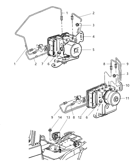 2005 Jeep Grand Cherokee Anti-Lock Brake System Module Diagram for 5134961AA