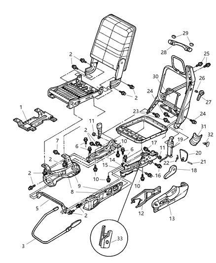 1999 Dodge Ram 2500 Quad & Club Cab Adjusters, Recliners Diagram