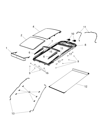 2018 Jeep Cherokee SUNSHADE-SUNROOF Diagram for 6TJ09HDAAB