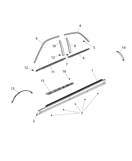 2020 Chrysler 300 APPLIQUE-B Pillar Diagram for 57010388AE