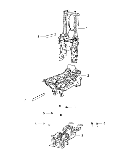 2020 Chrysler Pacifica Second Row - Rear Seat Hardware, Bucket Diagram 1