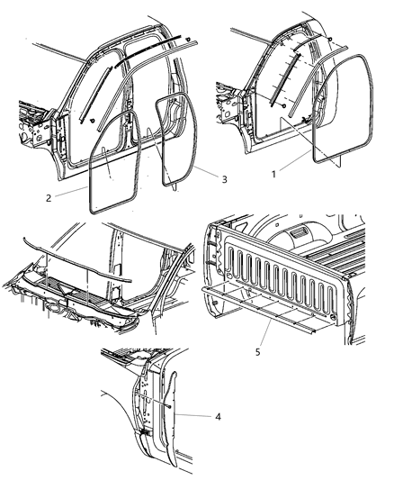 2016 Ram 3500 Pickup Body Weatherstrips & Seals Diagram