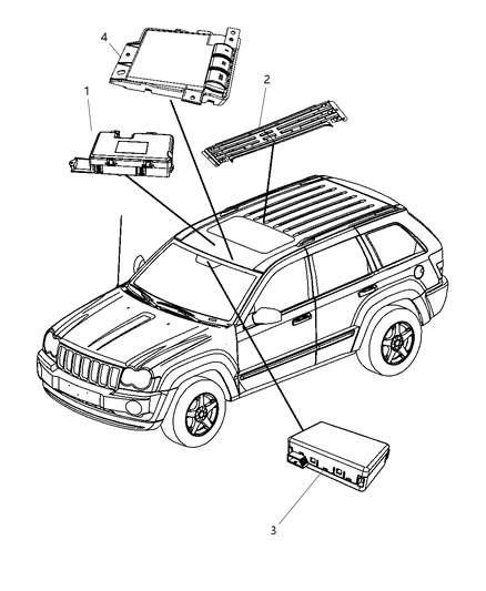 2010 Jeep Commander Modules Overhead Diagram