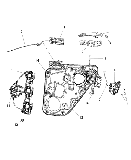 2014 Jeep Grand Cherokee Link-Outside Handle To Latch Diagram for 55113500AB