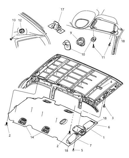 2001 Chrysler Town & Country Headliner & Visor Diagram