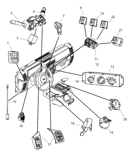 2006 Jeep Wrangler Switches - Instrument Panel Diagram