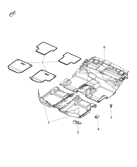 2015 Jeep Cherokee Mat-Floor Diagram for 1UB86LU5AB