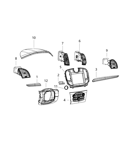 2020 Chrysler 300 Instrument Panel - Trim Diagram