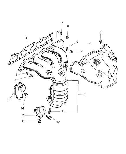 2005 Dodge Stratus Cover-Exhaust Manifold Diagram for MR552683