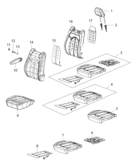 2020 Chrysler Pacifica Pad-Seat Cushion Diagram for 68229489AC