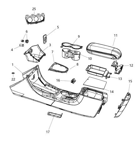 2011 Chrysler 200 Console ARMREST Diagram for 1UU16DX9AA