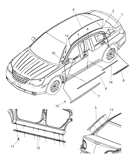 2008 Chrysler Sebring WEATHERSTRIP-Rear Door Outside Belt Diagram for 5303661AC