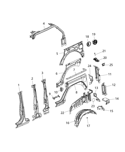 2020 Jeep Wrangler Panel-TAILLAMP Mounting Diagram for 68302721AD