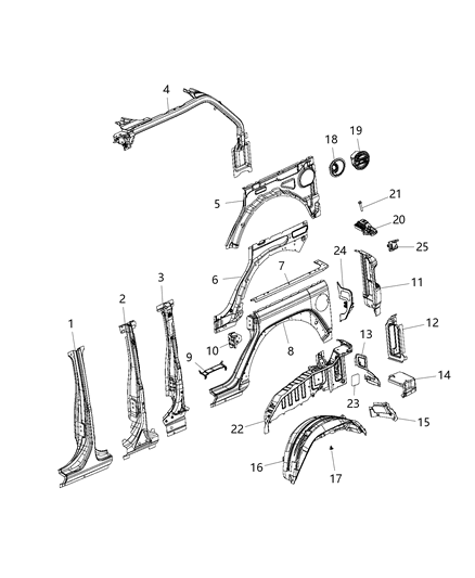 2020 Jeep Wrangler BAFFLE-Quarter Inner Diagram for 68296723AA