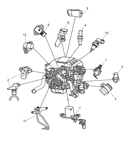 2007 Jeep Grand Cherokee Sensors - Engine Diagram 1