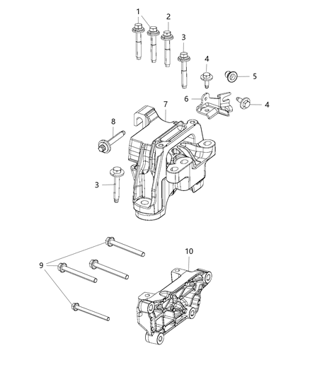 2020 Jeep Cherokee Engine Mount Diagram for 68440538AB