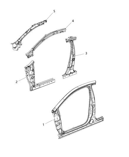 2016 Chrysler 200 Panel-Body Side Aperture Front Diagram for 68245754AF