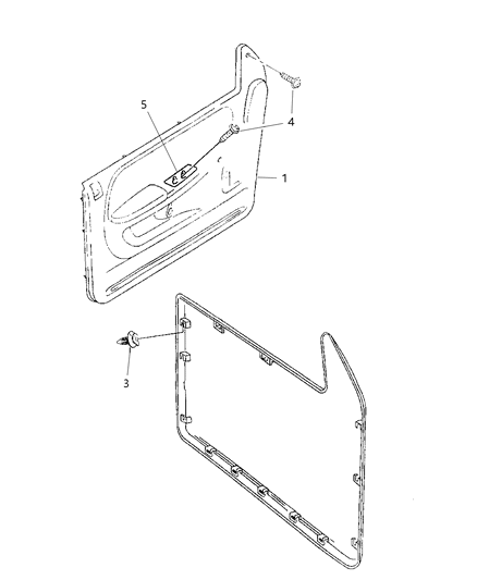 2000 Dodge Ram 1500 Quad & Club Cab Front Door Trim Panel Diagram