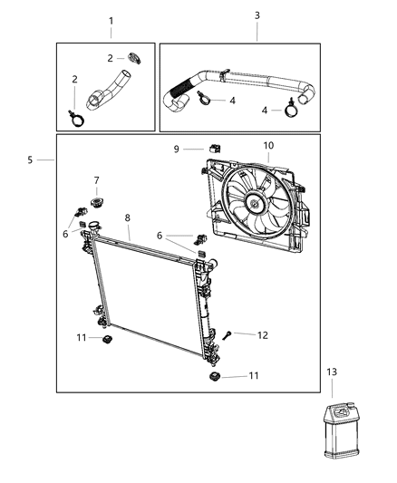 2020 Dodge Grand Caravan Radiator & Related Parts Diagram