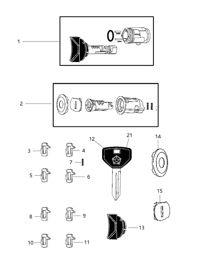 2007 Chrysler Aspen Lock Cylinders & Components Diagram