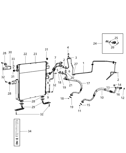 2012 Ram 3500 Line-A/C Suction Diagram for 68105166AB